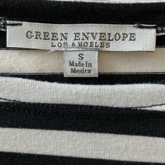 Black + White Striped Top w/Fringe Hem - Picture 4 of 4